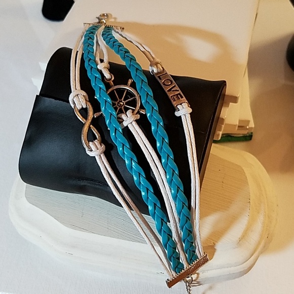 Multi Layer Vegan Leather Bracelet 7" - Picture 1 of 5